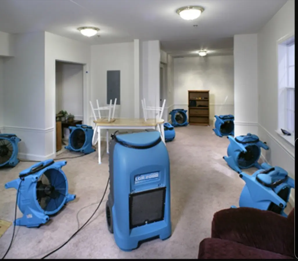 Air movers and dehumidifier setup for Water Extraction & Removal in Santa Clara