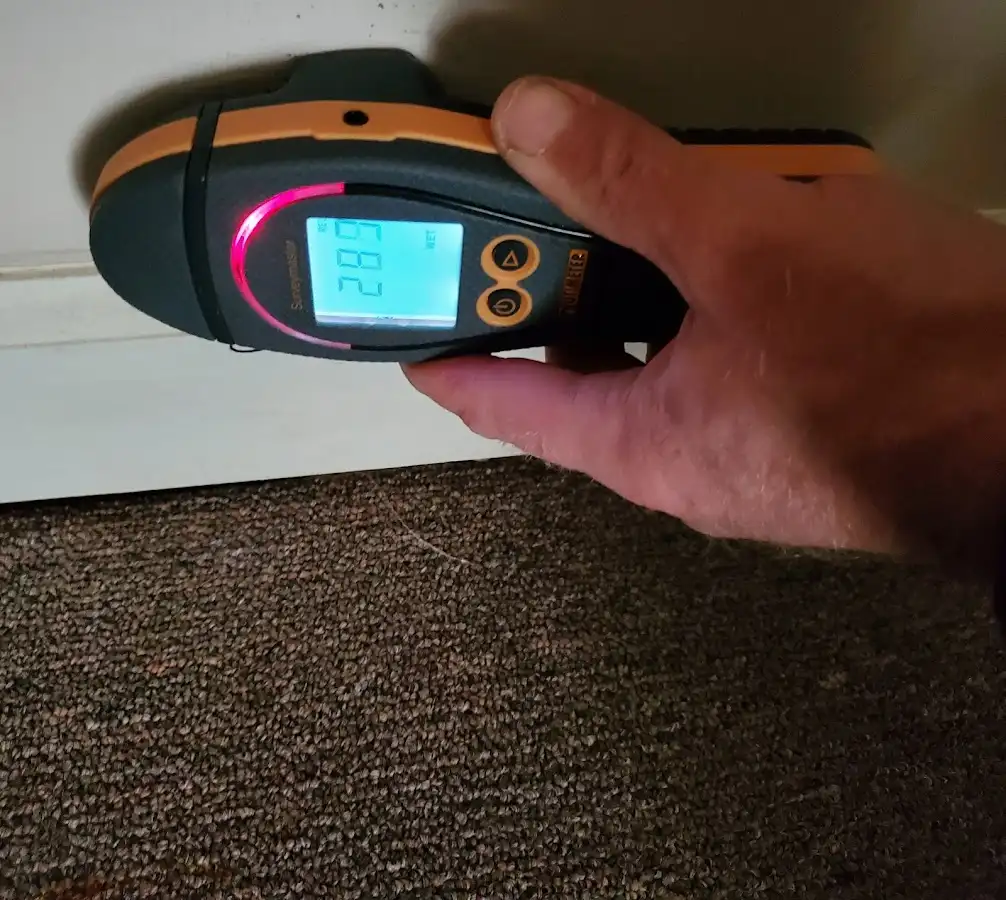 Moisture detection at baseboard during Burst Pipe Cleanup in Santa Clara